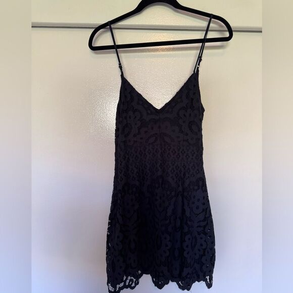 Abercrombie & Fitch Navy Cotton Eyelet Mini Dress Small - Picture 2 of 6